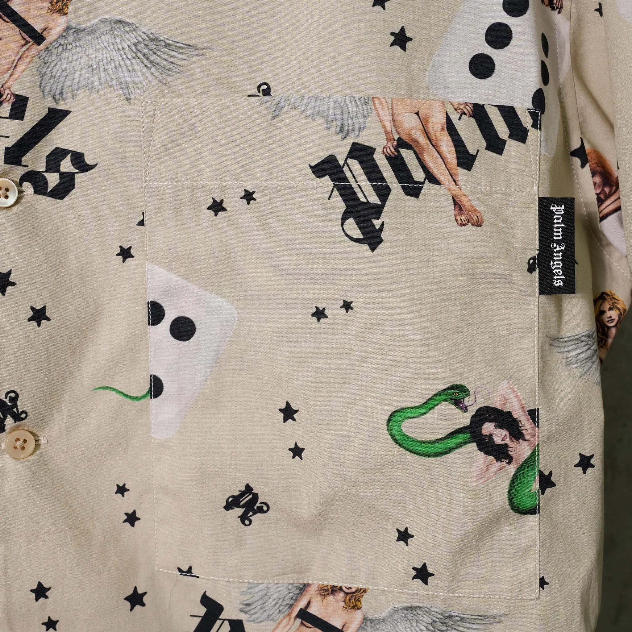 PIN UP BOWLING SHIRT SS / 0B84:IVORY MULTICOLOR