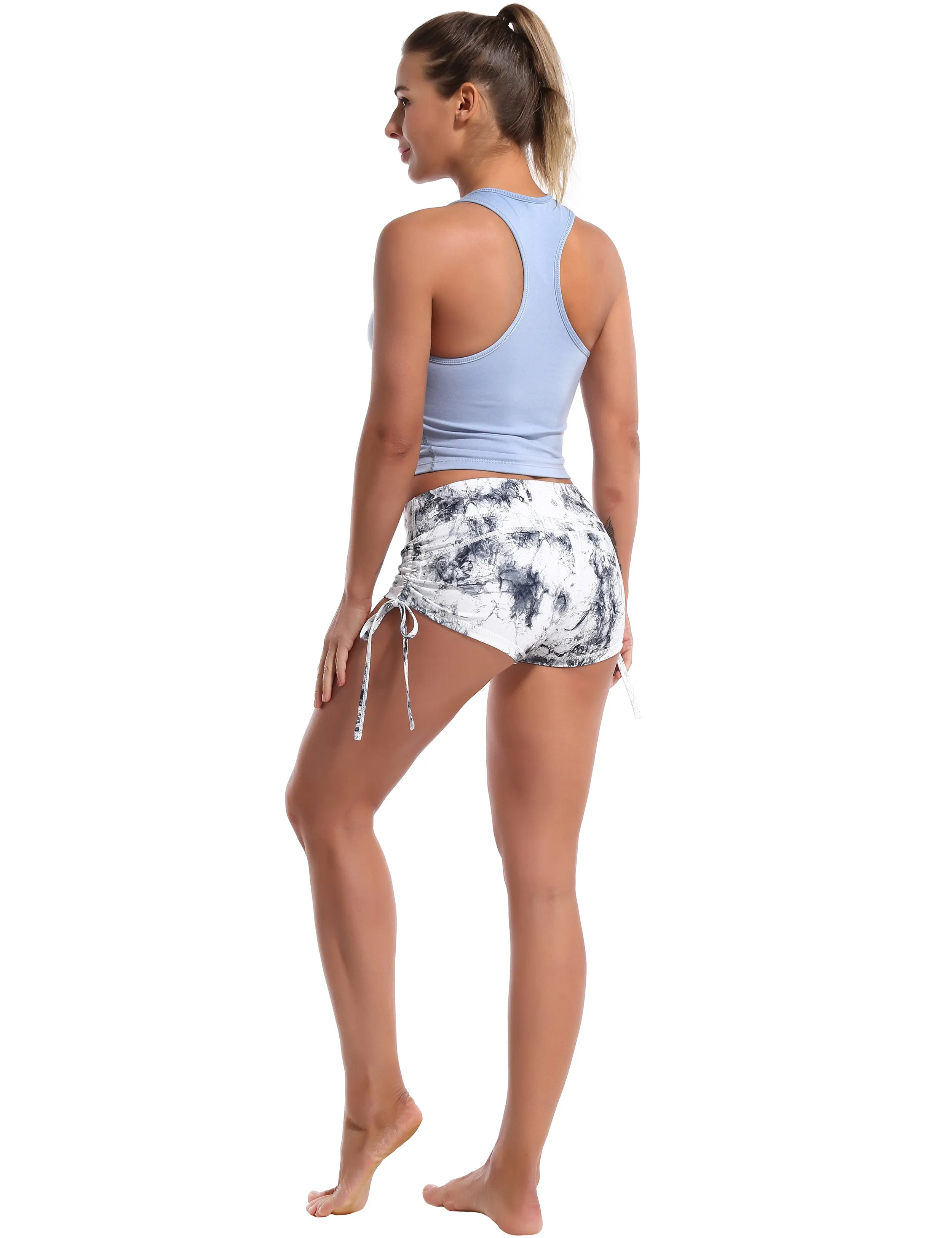 Racerback Athletic Crop Tank Tops heatherblue_Gym