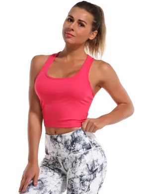 Racerback Athletic Crop Tank Tops red_Tall Size