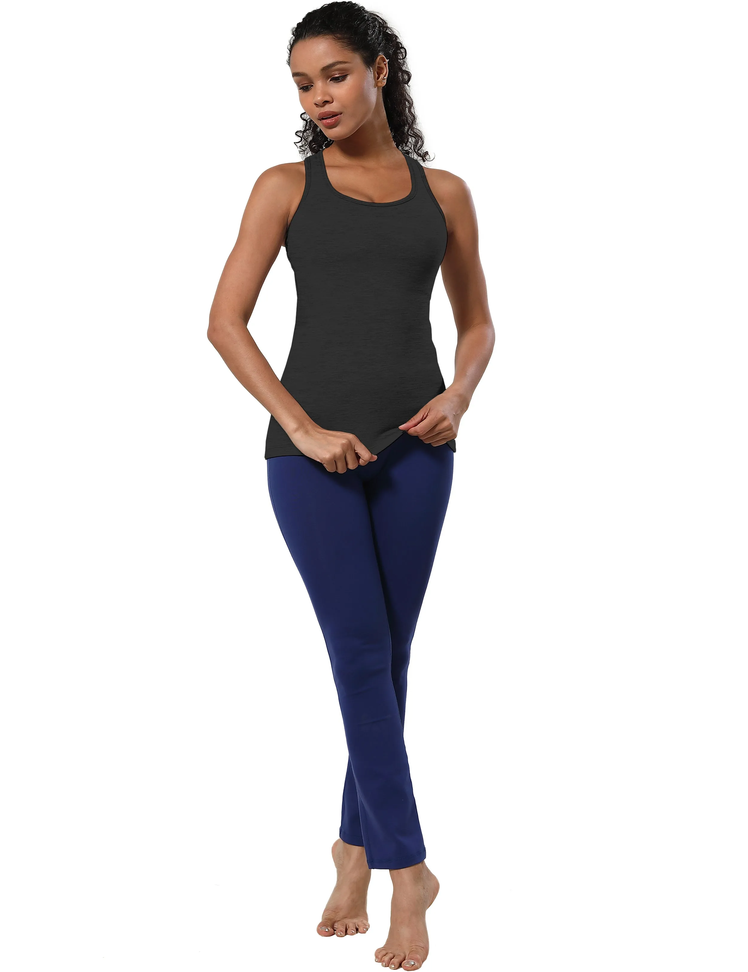 Racerback Athletic Tank Tops heathercharcoal_Running