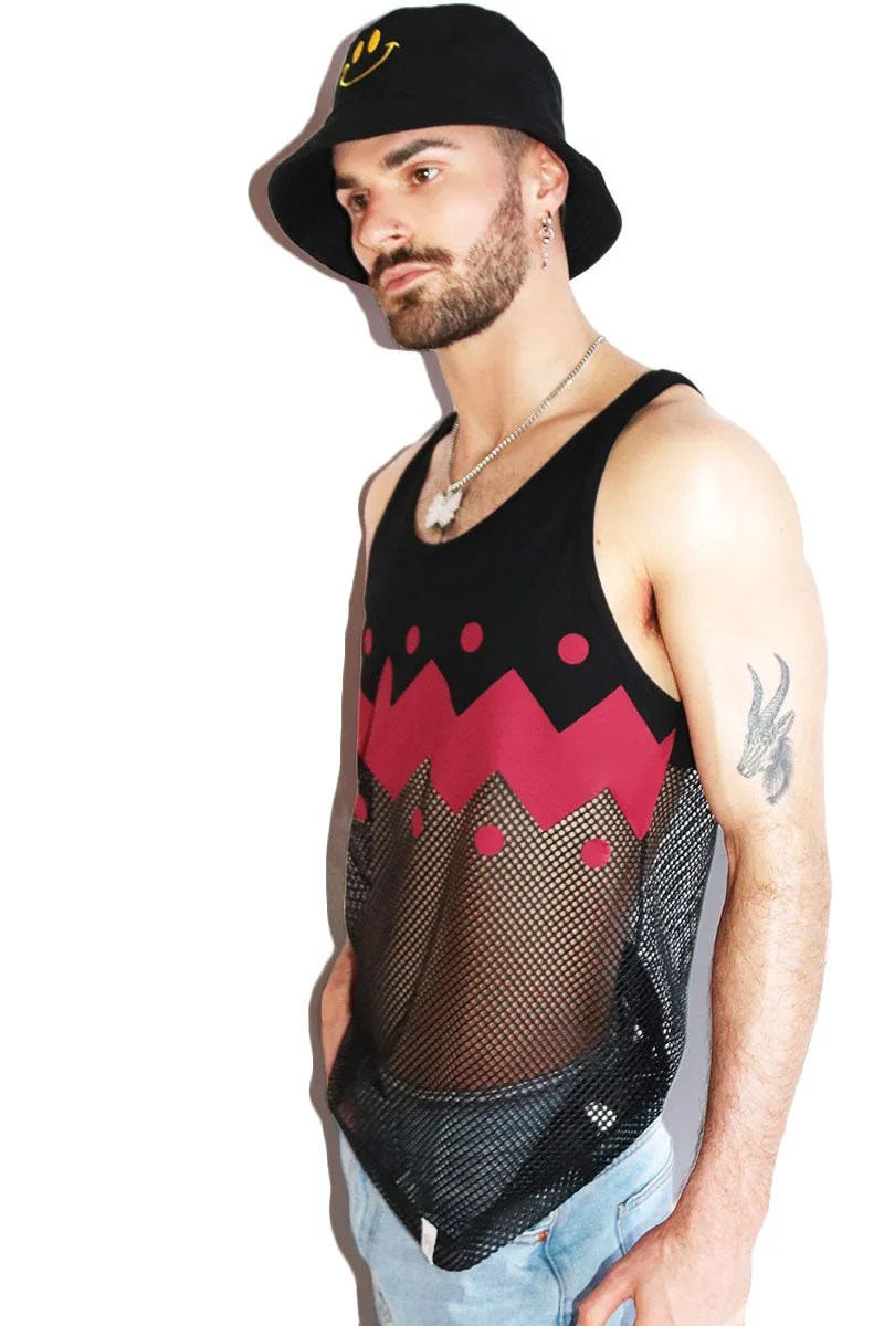 Red Ridge Mesh Racerback Tank- Black