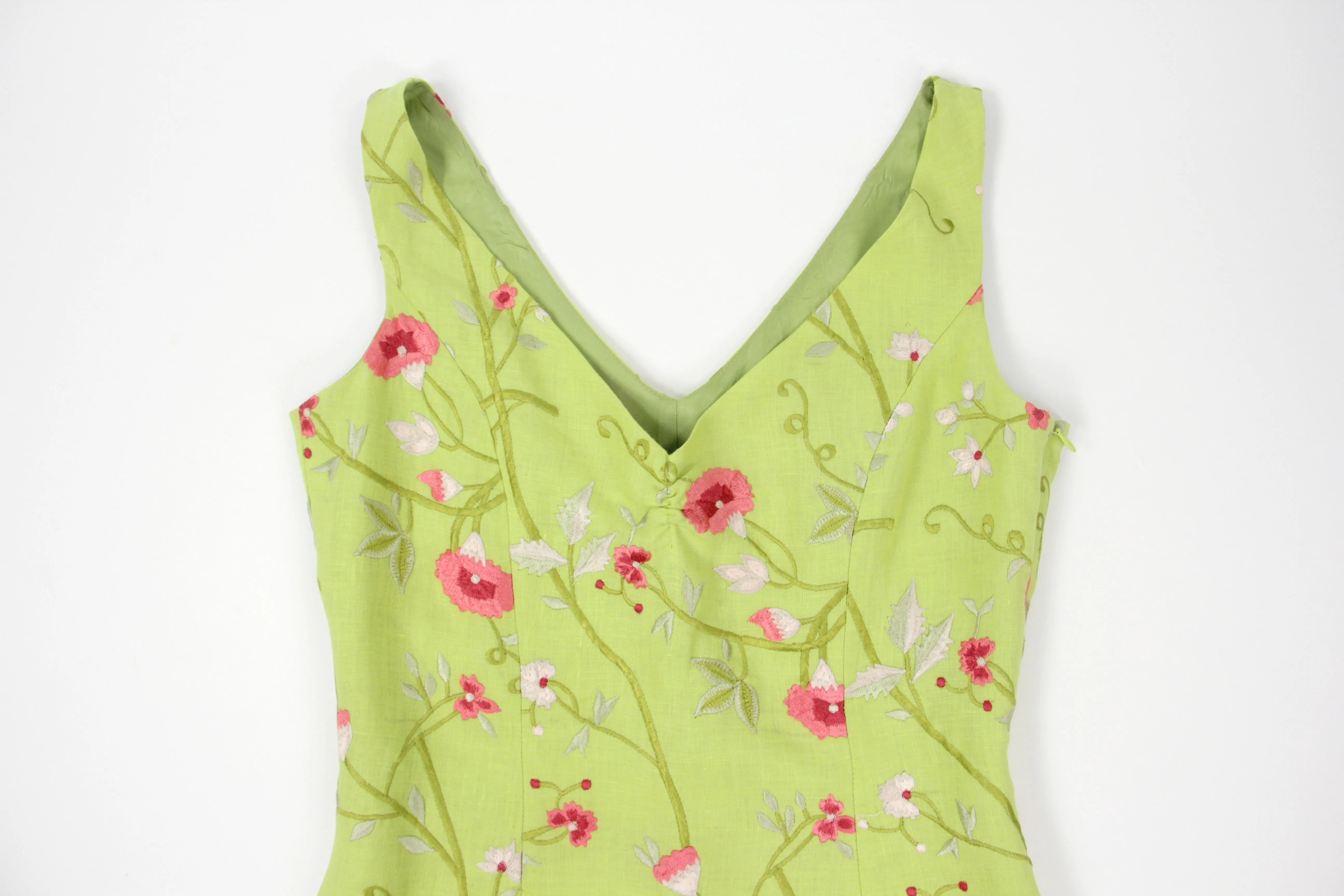 Renato Nucci Lime Green Sleeveless Linen Dress, Size M
