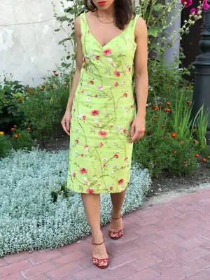 Renato Nucci Lime Green Sleeveless Linen Dress, Size M