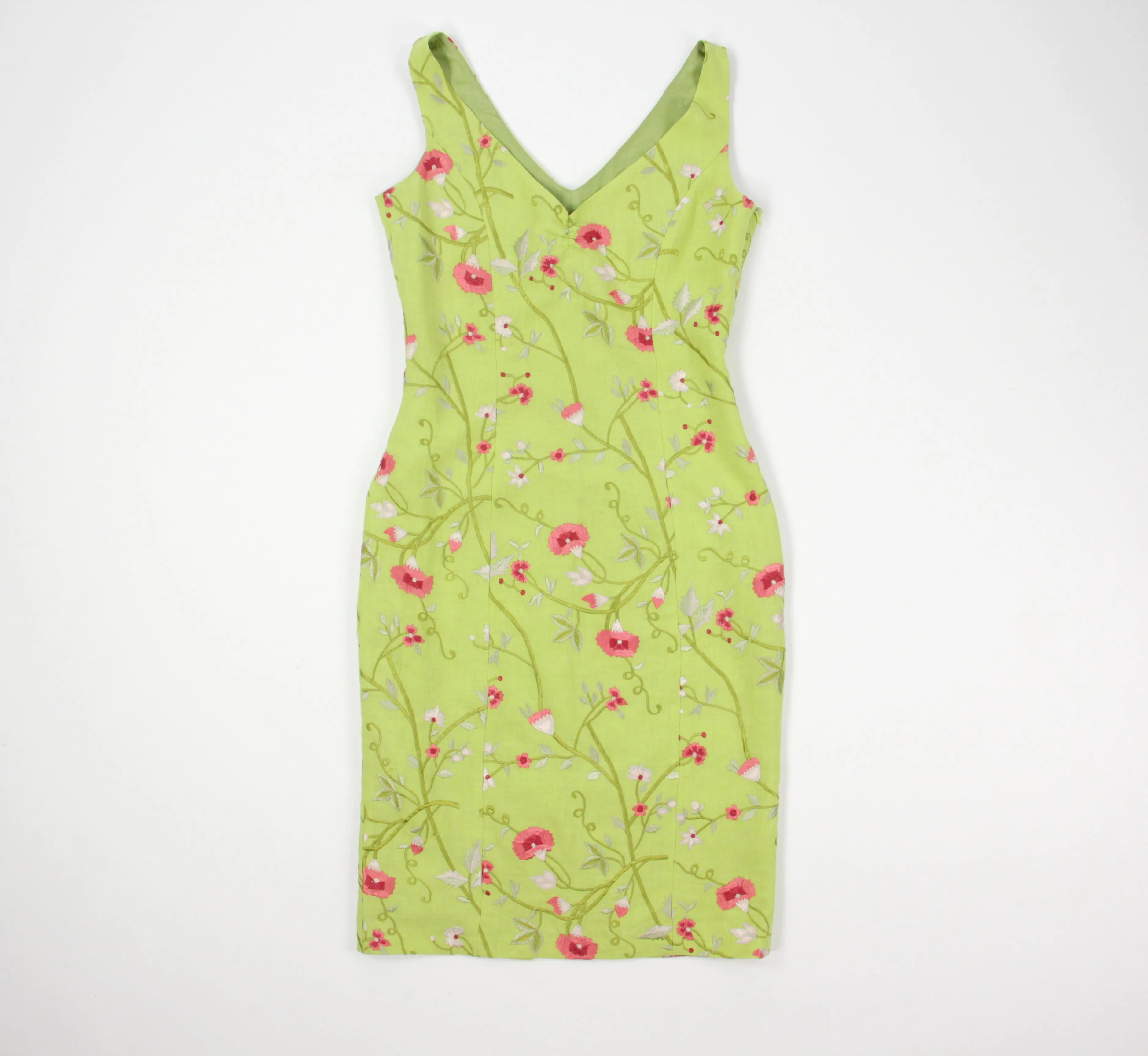 Renato Nucci Lime Green Sleeveless Linen Dress, Size M