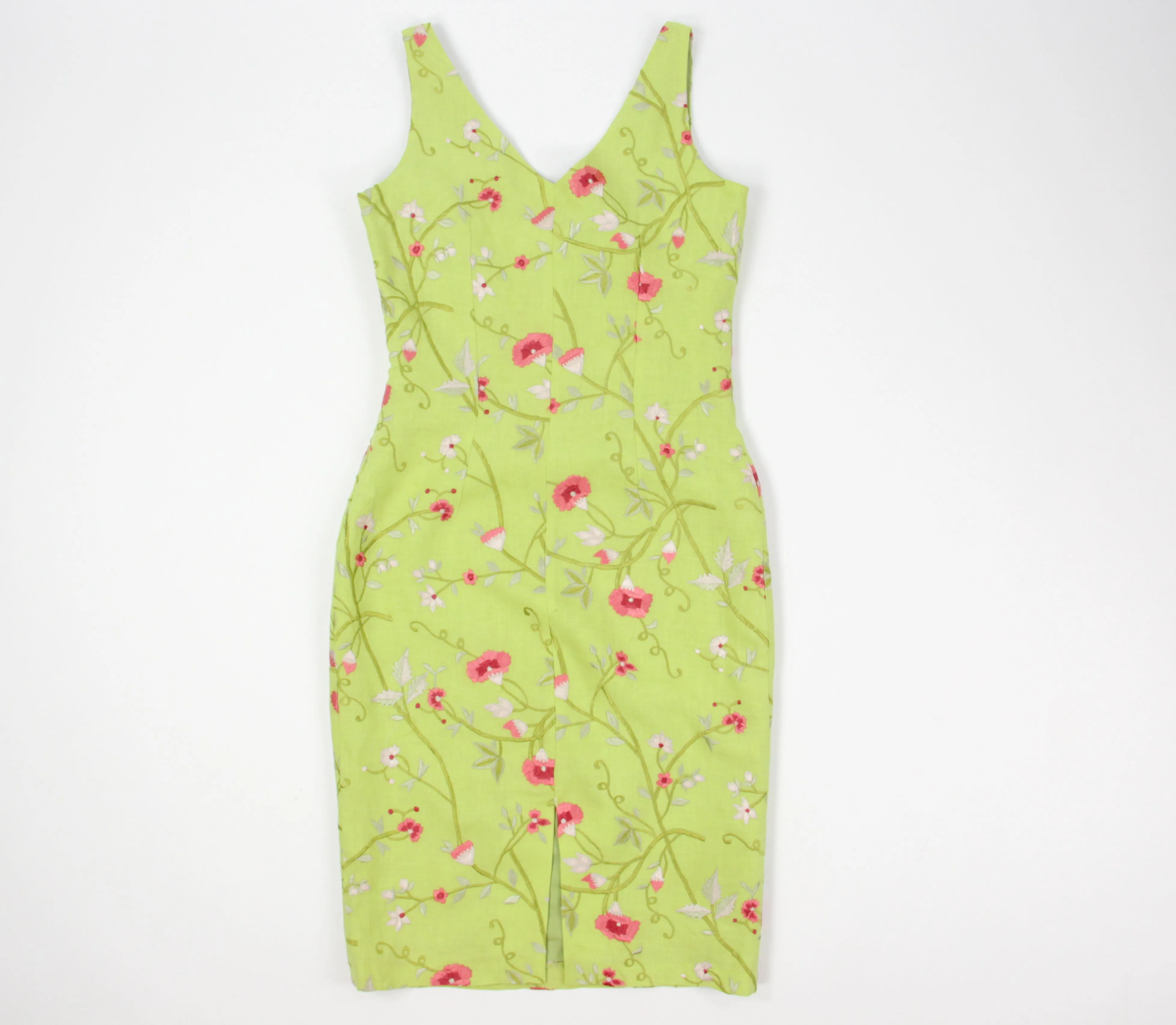 Renato Nucci Lime Green Sleeveless Linen Dress, Size M