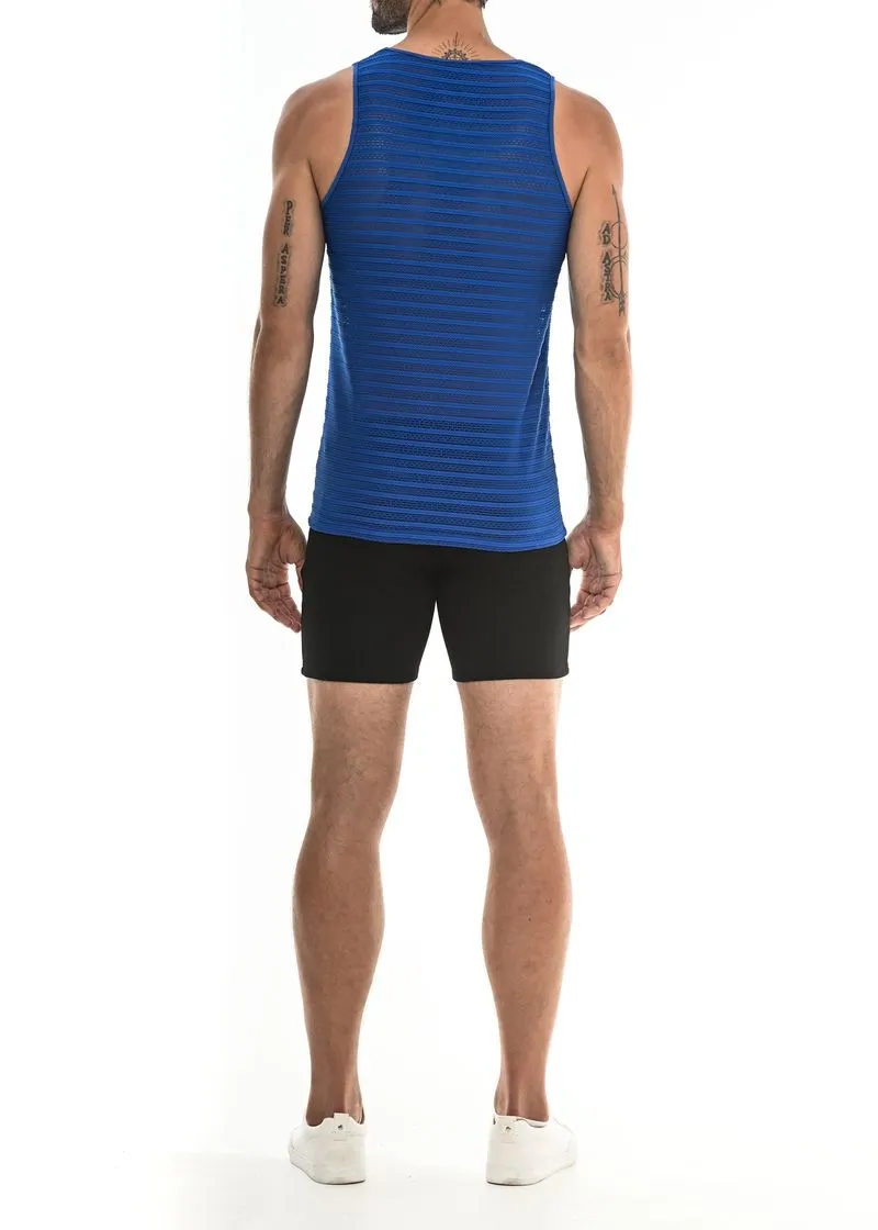 ROYAL STRIPE EYELET STRETCH TANK TOP ST-248