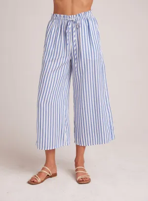 Ruffle Waist Wide Leg Crop - Bahia Breeze Stripe