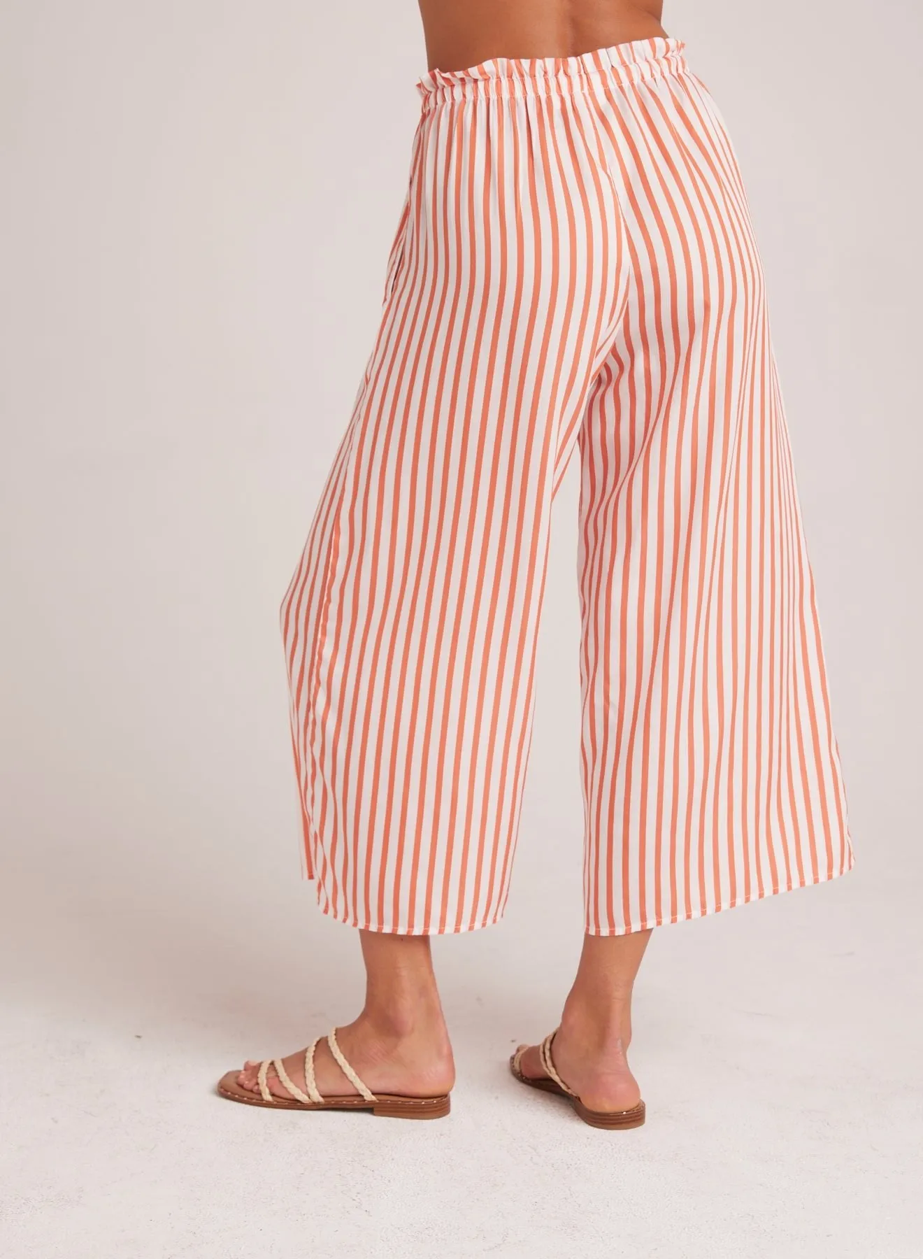 Ruffle Waist Wide Leg Crop - Sunset Blaze Stripe