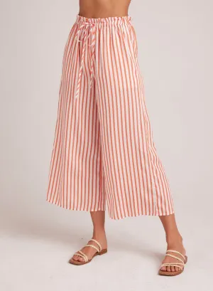 Ruffle Waist Wide Leg Crop - Sunset Blaze Stripe