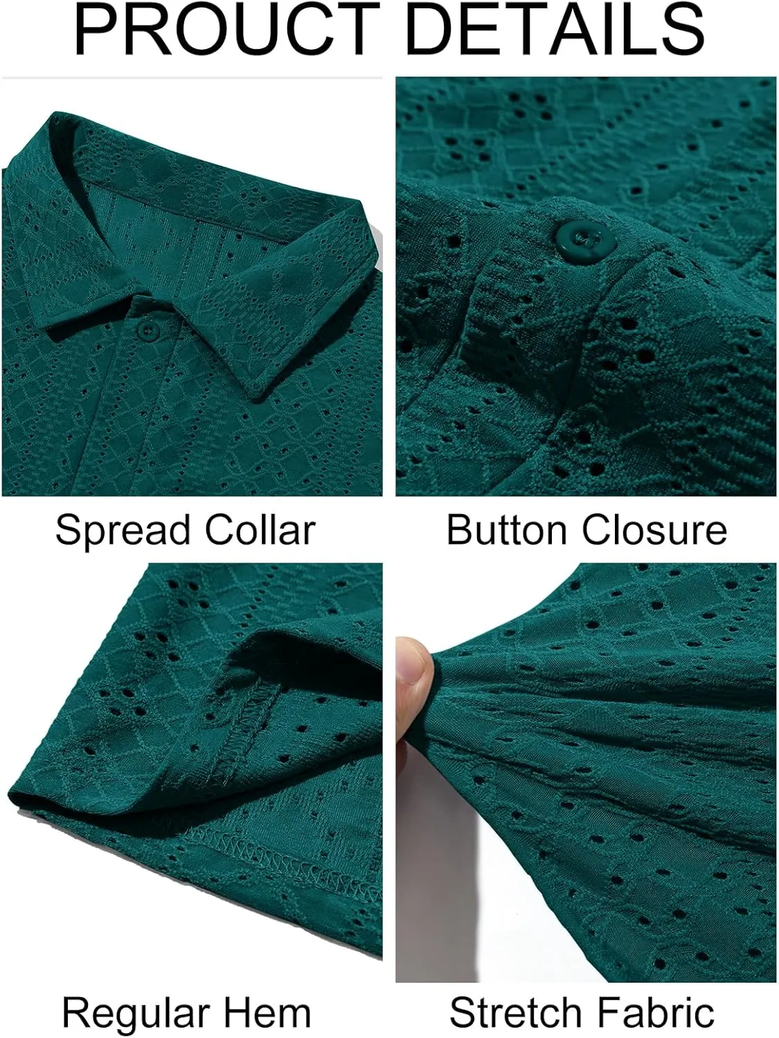 Runcati Mens Casual Button Down Shirt Short Sleeve Summer Beach Hollow Out Tropical Shirts
