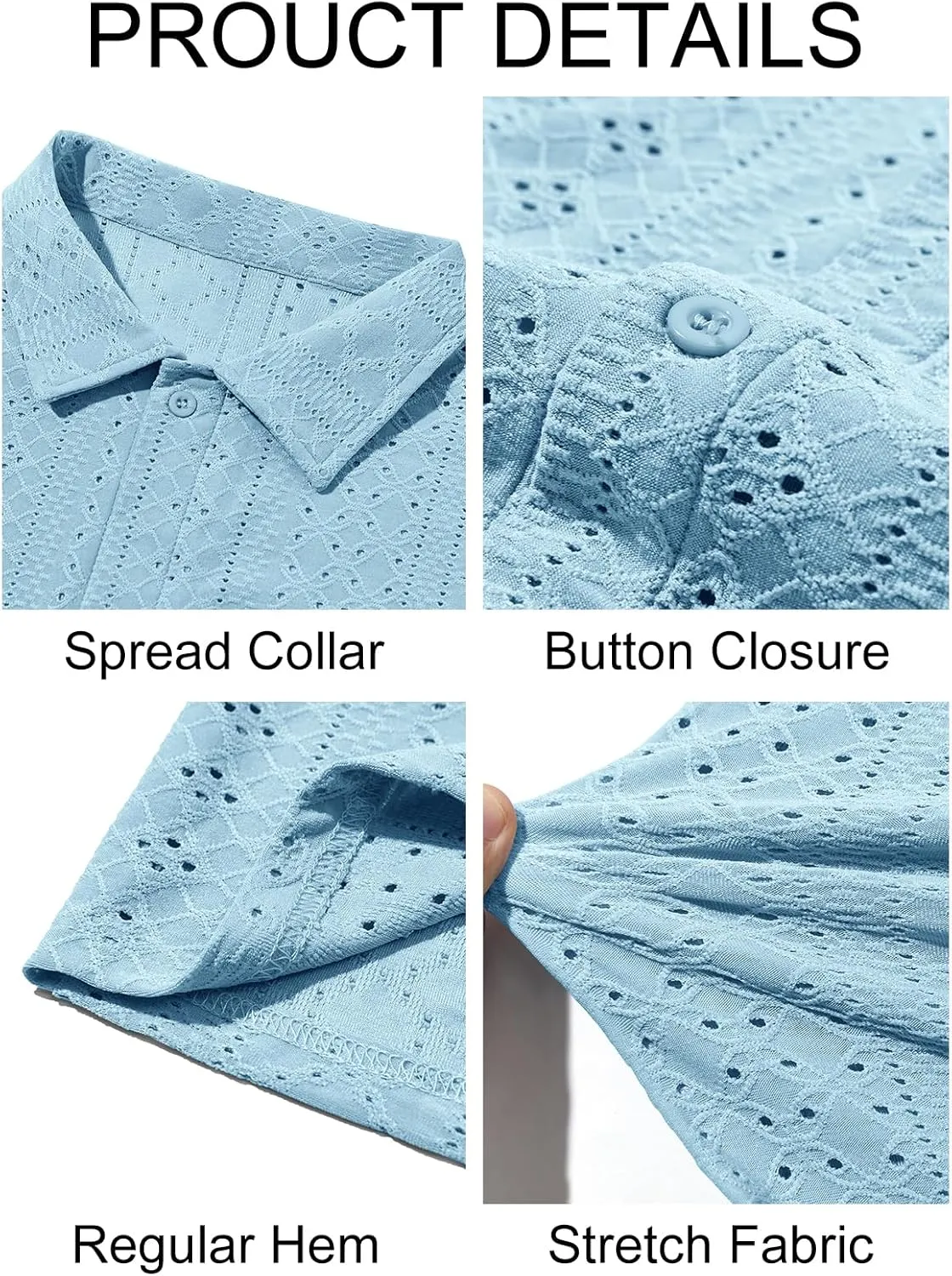 Runcati Mens Casual Button Down Shirt Short Sleeve Summer Beach Hollow Out Tropical Shirts