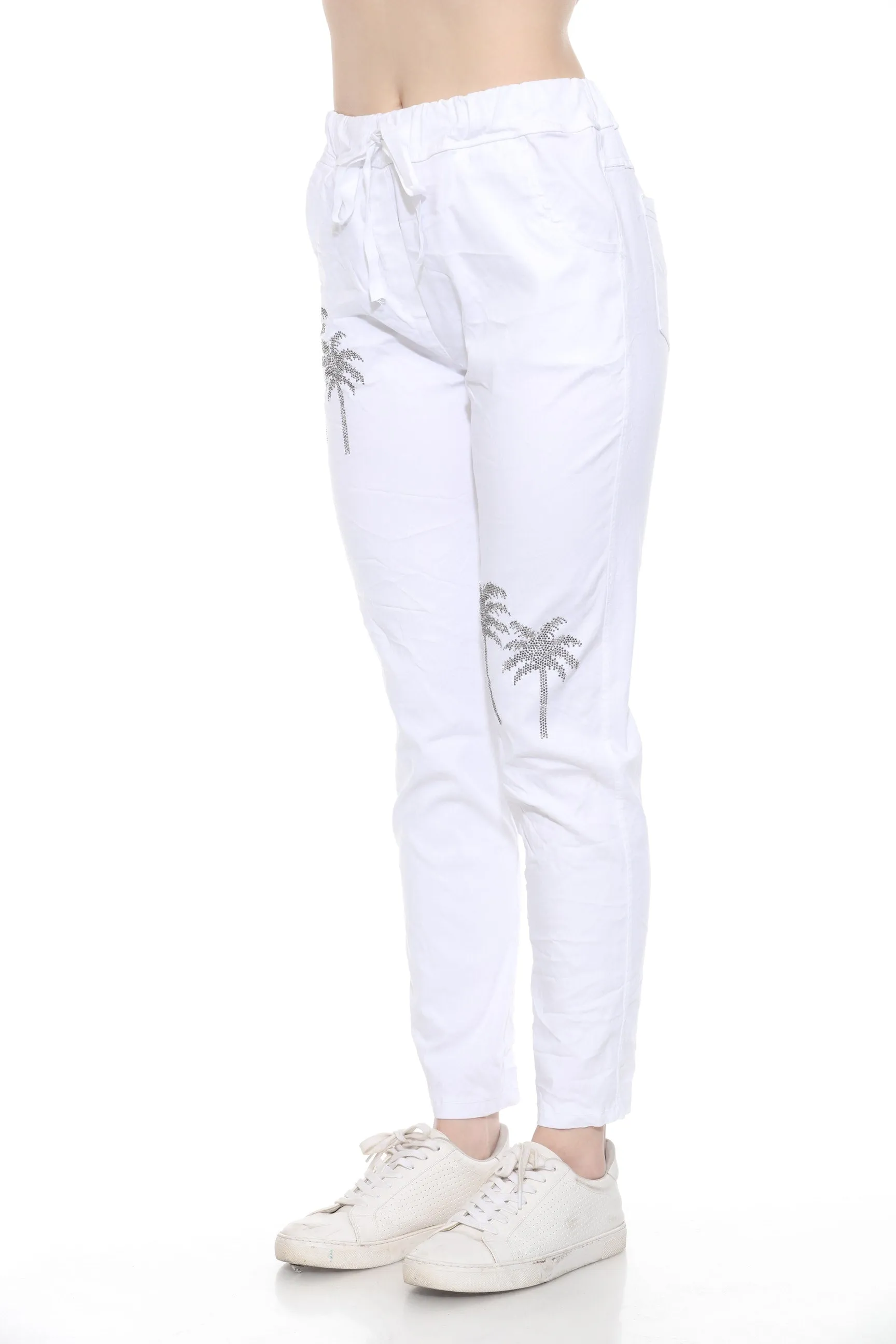 Sequin Palm Tree Stretch Pant