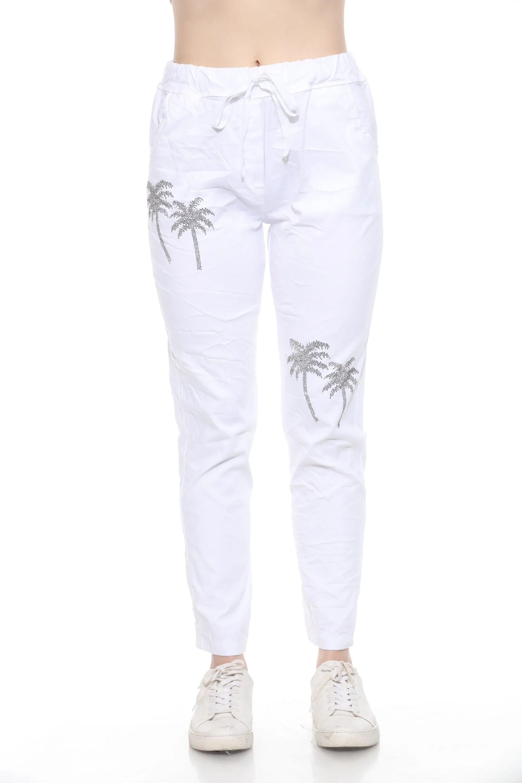 Sequin Palm Tree Stretch Pant
