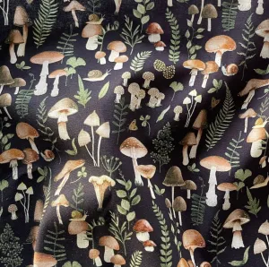 Shitake Happens Black Quilting Cotton (Made in Korea)