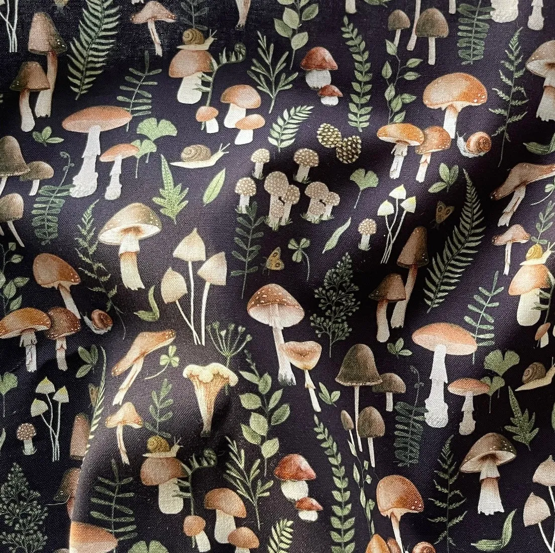 Shitake Happens Black Quilting Cotton (Made in Korea)