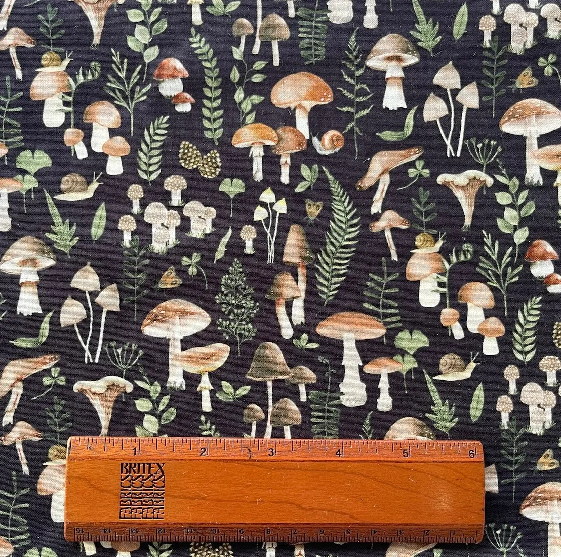 Shitake Happens Black Quilting Cotton (Made in Korea)