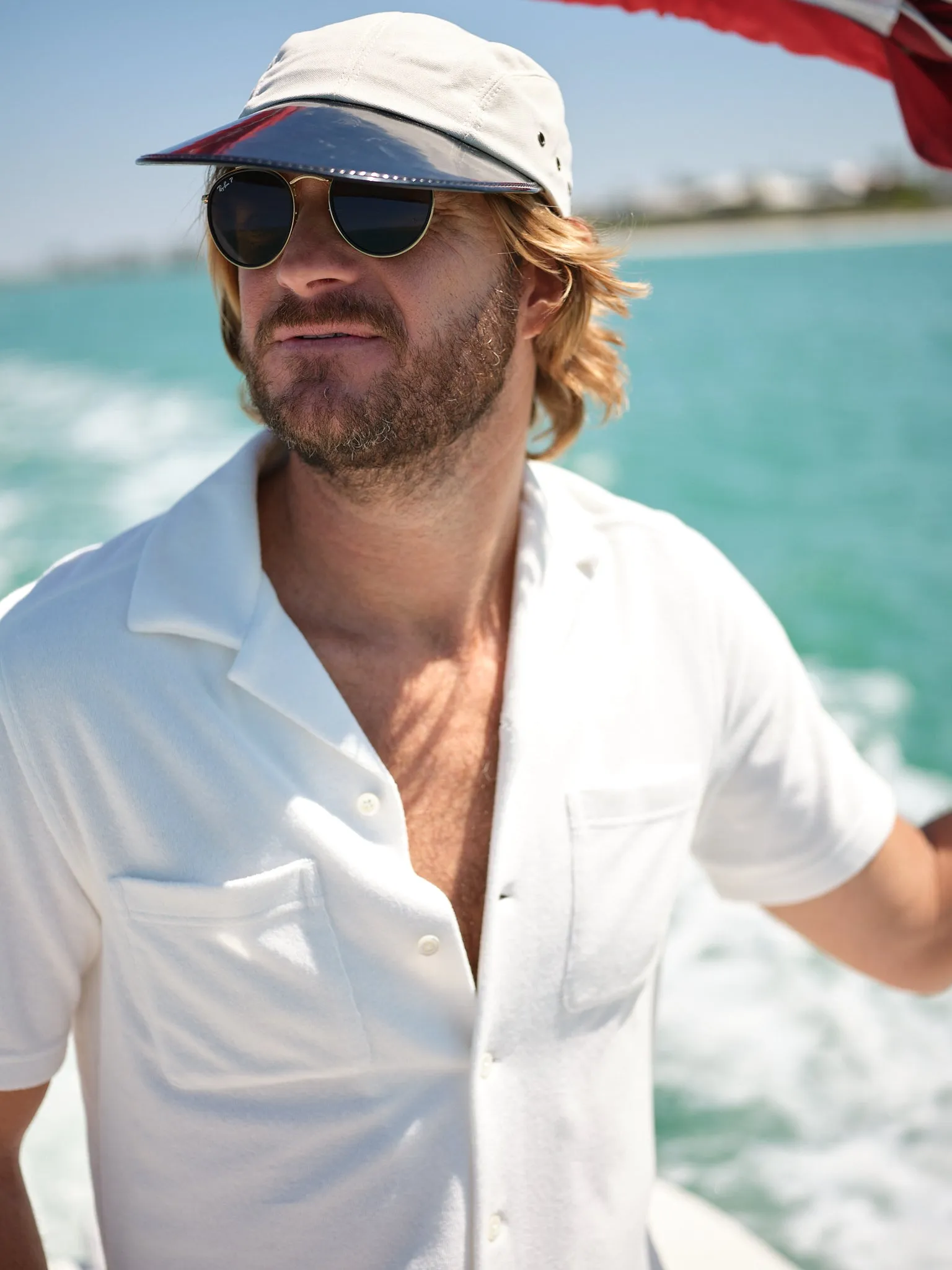Summer Camp Shirt in White Terrycloth