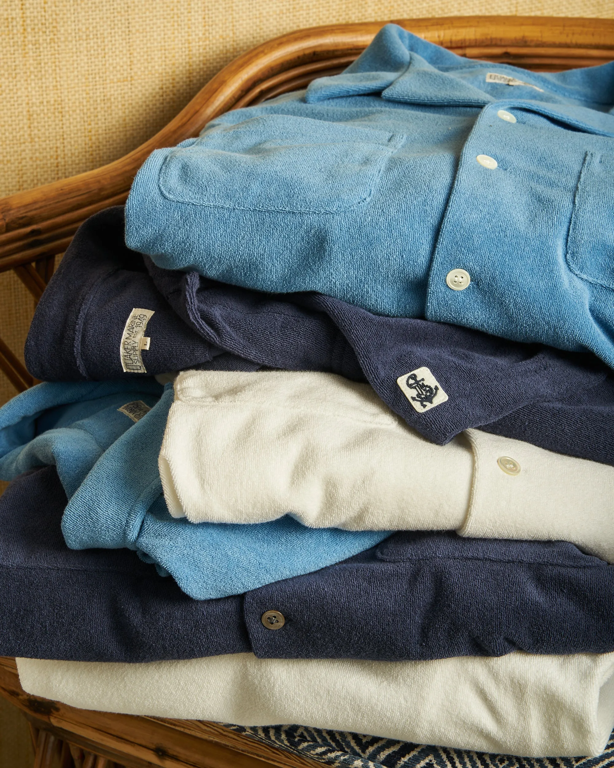 Summer Camp Shirt in White Terrycloth