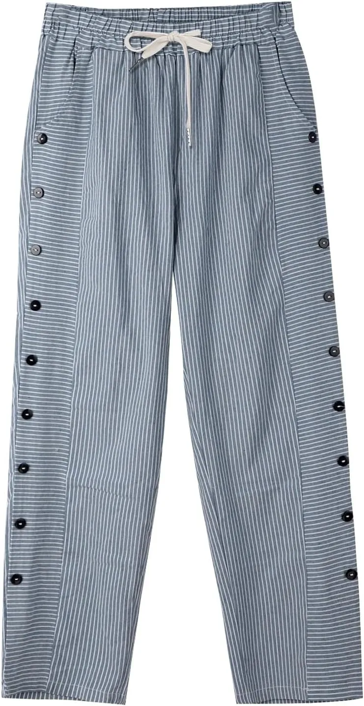 Summer Drawstring Casual Lounge Pant Waistband High Waistband Pocket Pants Side Nine Point Loose Casual