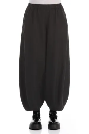 Taper Black Silk Cotton Trousers