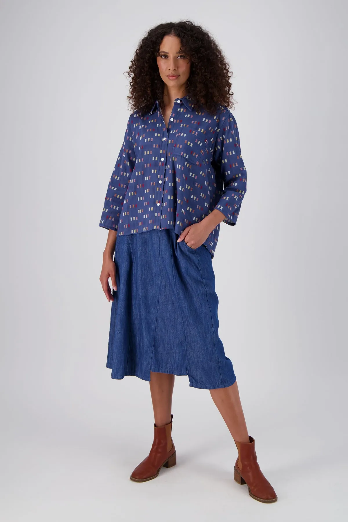 Telegraph Shirt Blue in Woven Cotton