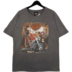 Vintage Harley Davidson Pin-up Mechanic Girls Tee