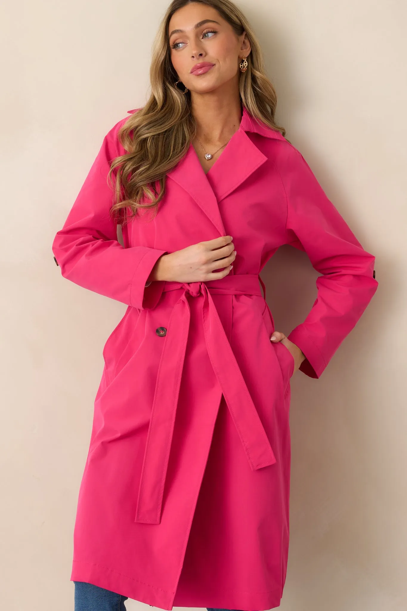 Walk It Out Magenta Trench Coat