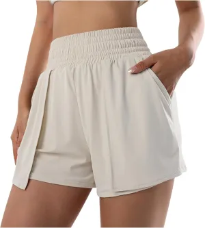 Wkishenl Athletic Shorts for Women High Waisted Running Workout Shorts Girls 2-in-1 Double Layer Quick-Drying Comfy Shorts