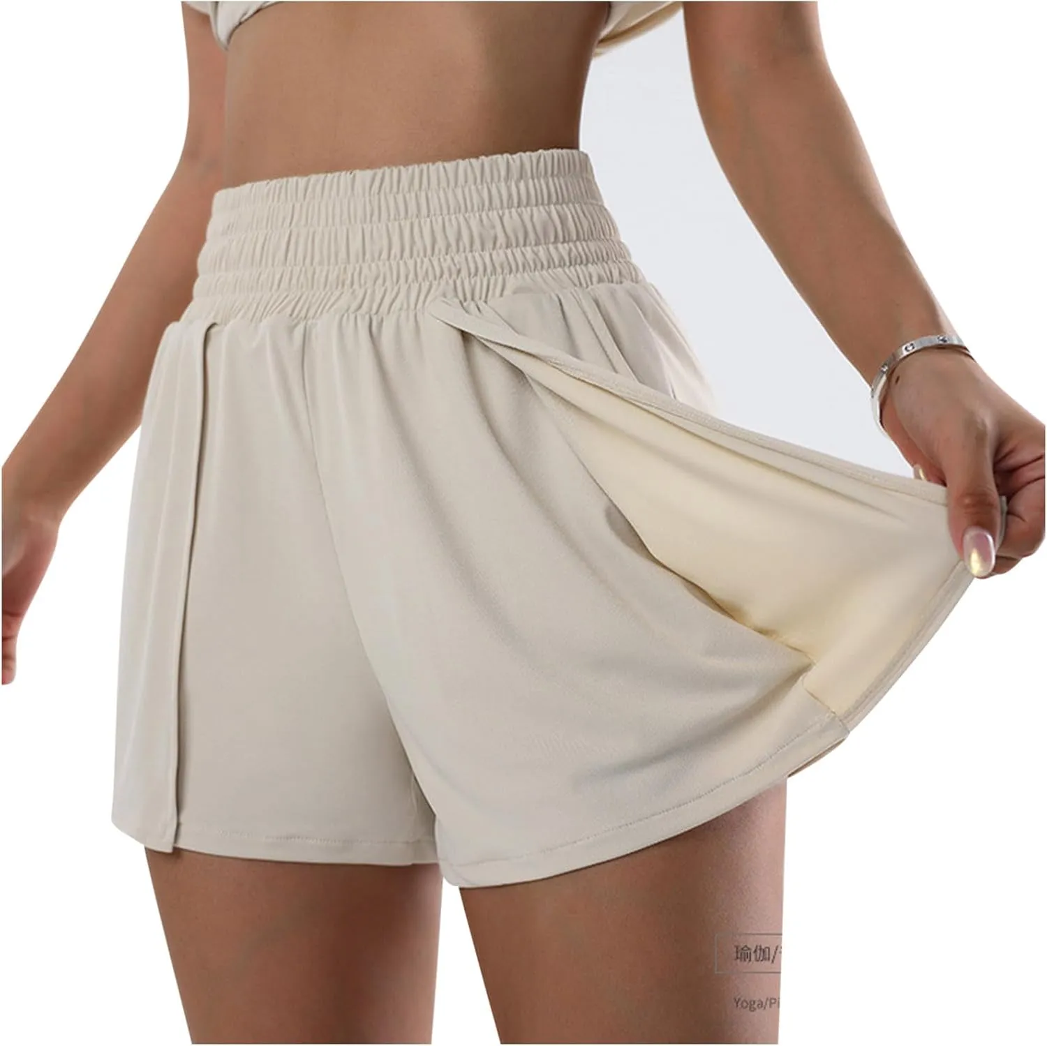 Wkishenl Athletic Shorts for Women High Waisted Running Workout Shorts Girls 2-in-1 Double Layer Quick-Drying Comfy Shorts