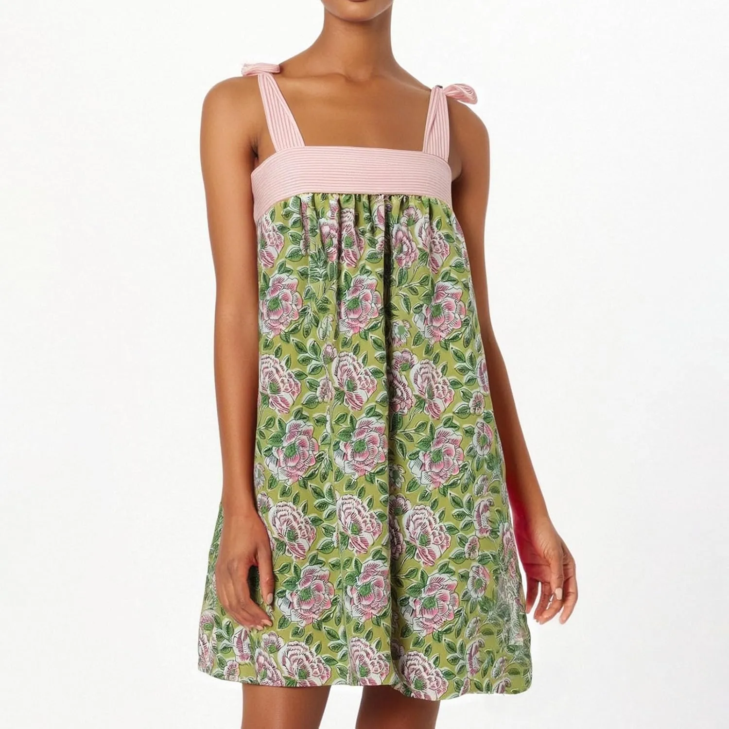 Women Floral Ruffle Hem Babydoll Dress Boho Flowy Tie Mini Dress Y2K Cute Print Short A Line Beach Sundress Streetwear