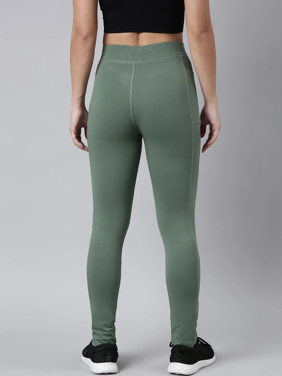 Women Green Slim-Fit Cotton Track Pant