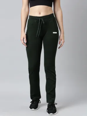 Women Green Slim-Fit Cotton Track Pants