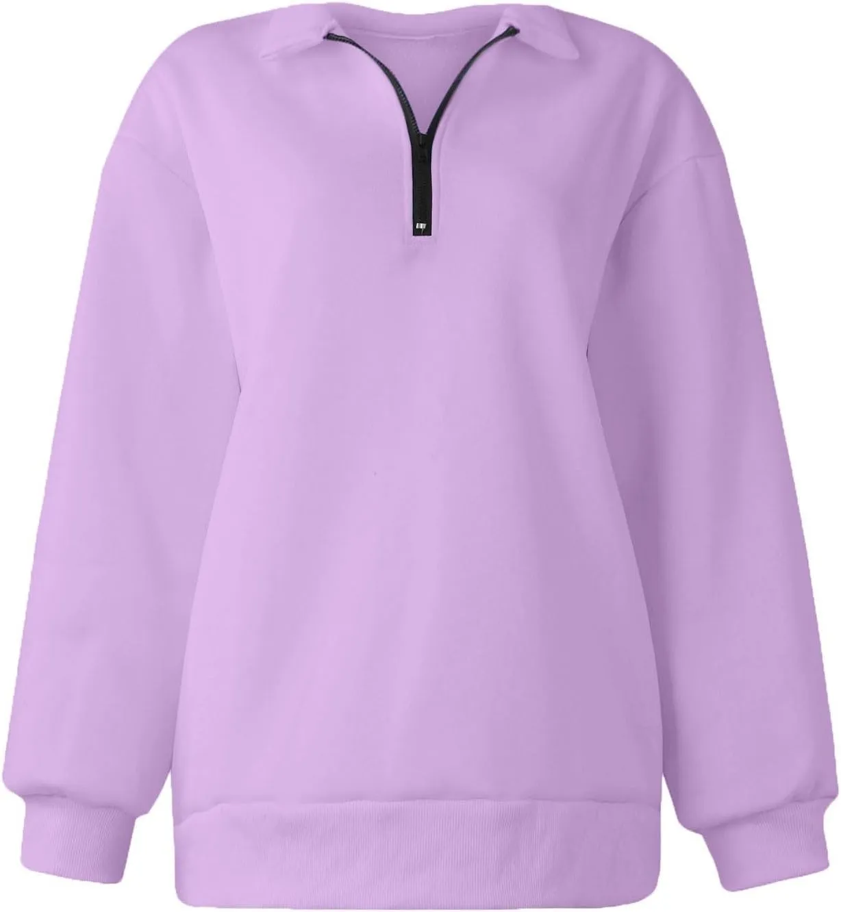 Women's Fall Winter Oversized Sweatshirt Casual Trendy Long Sleeve Quarter Zip Neck Solid Sweatshirt, S-3XL