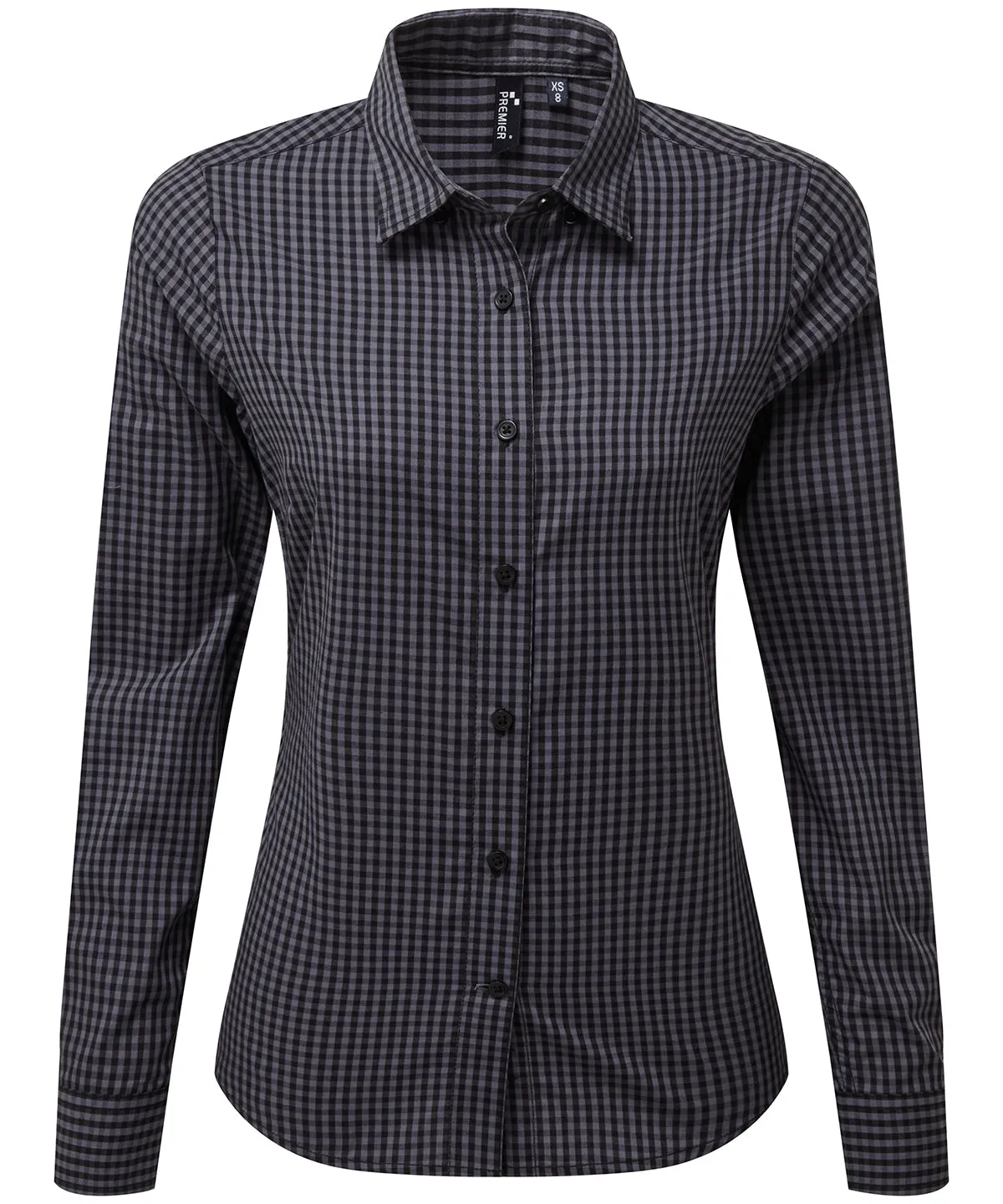 Womens Maxton check long sleeve shirt | Steel/Black