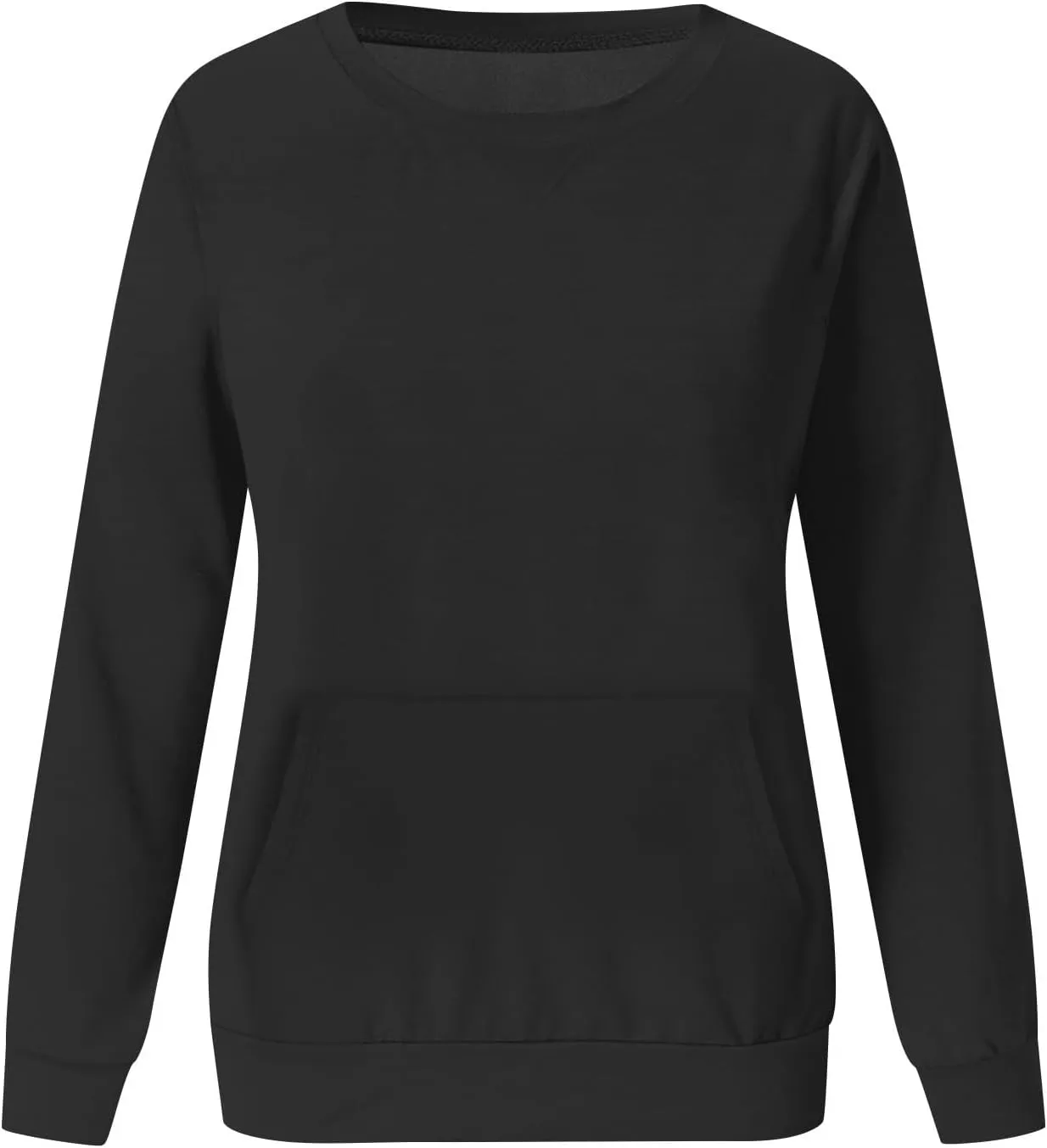 Women's Round Neck Sweatshirt Solid Plain Long Sleeve Pullover Shirts Slim Fit Tunic Comfy Casual Outfits