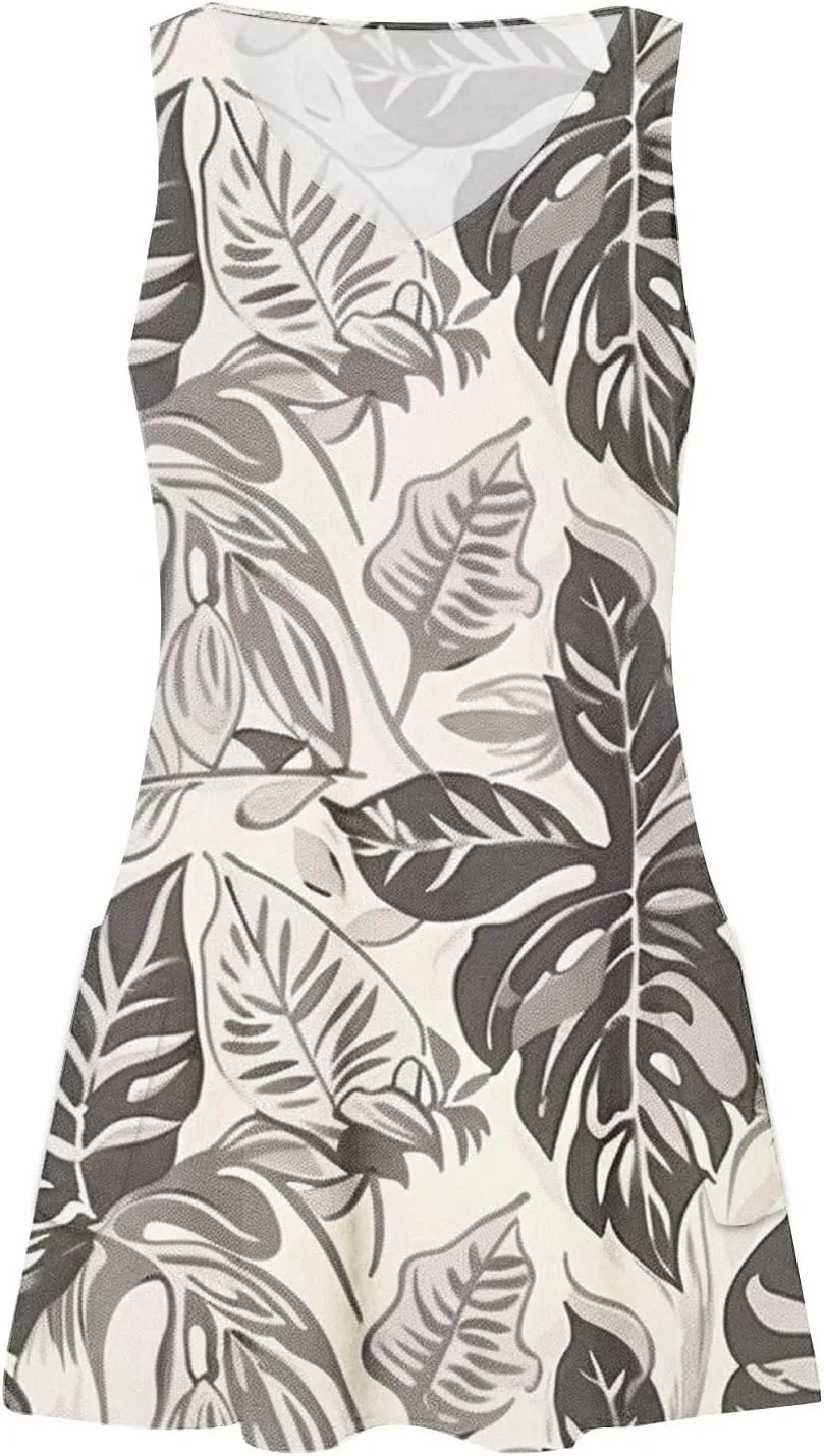 Women's Summer Beach Dress Casual Sleeveless Tank Dress Fashion Floral Print Dress V-Neck Mini Dresses Sundresses