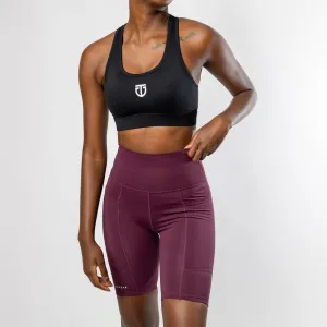 Women's Ultra High Waisted Biker Shorts - Burgundy