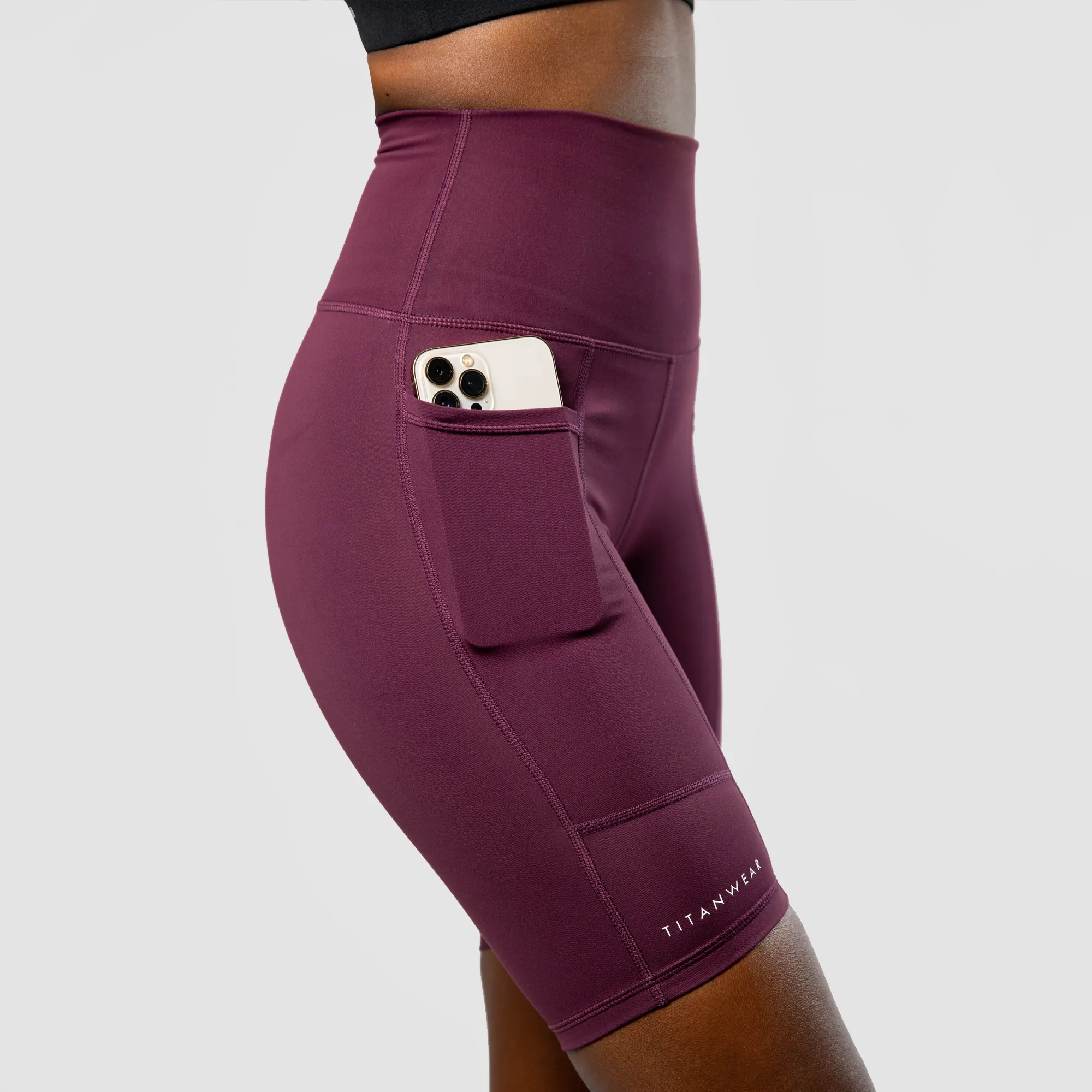 Women's Ultra High Waisted Biker Shorts - Burgundy